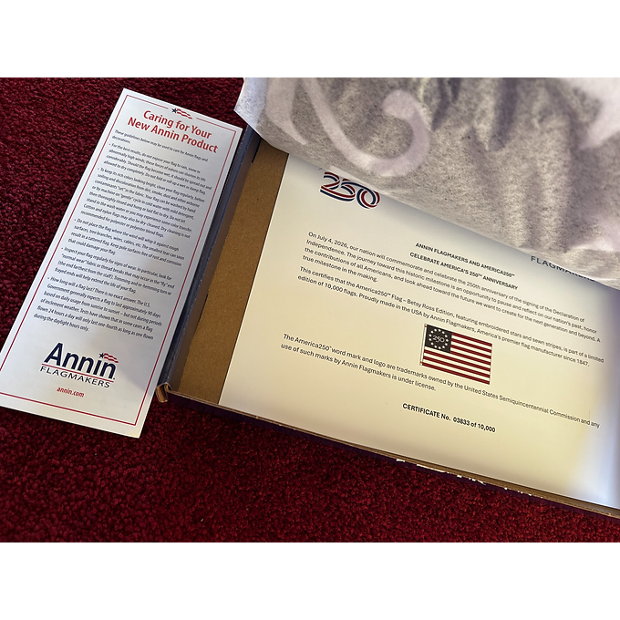 BETSY ROSS AMERICA 250 LIMITED EDITION EMBROIDERED/SEWN 3X5' NYLON OUTDOOR FLAG