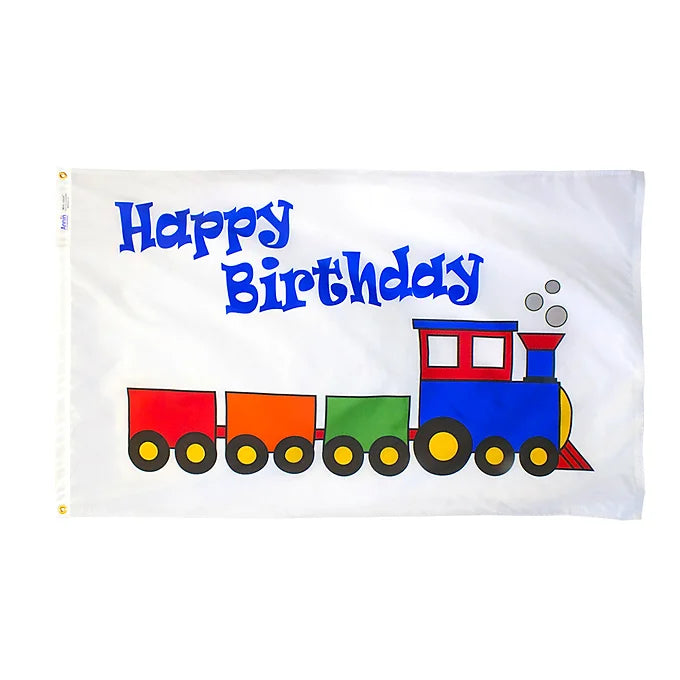 HAPPY BIRTHDAY TRAIN 3X5' NYLON OUTDOOR FLAG